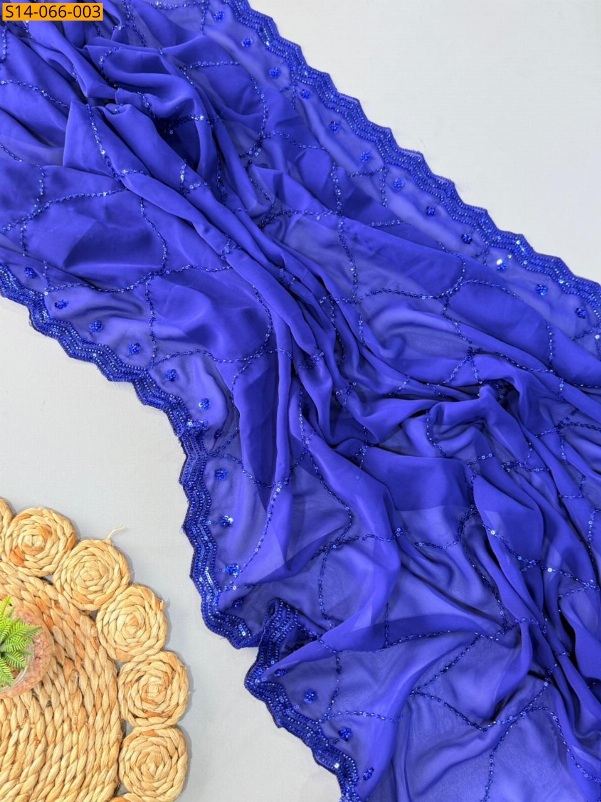 Royal Blue Fancy Georgette Saree