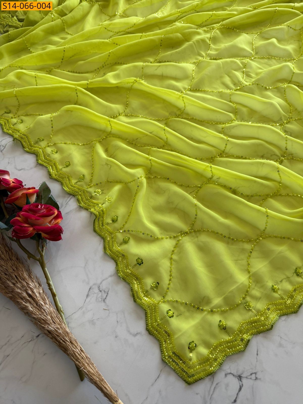 Green Fancy Georgette Saree