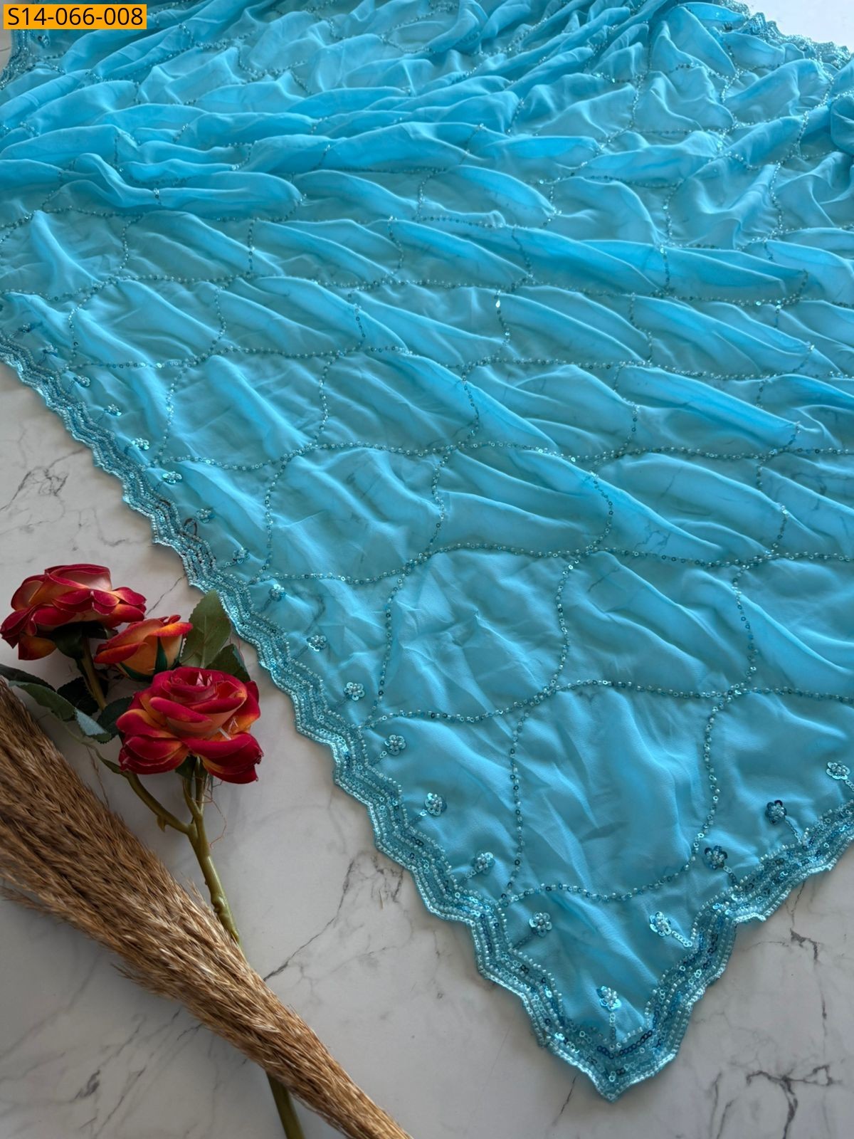 Sky Blue Fancy Georgette Saree