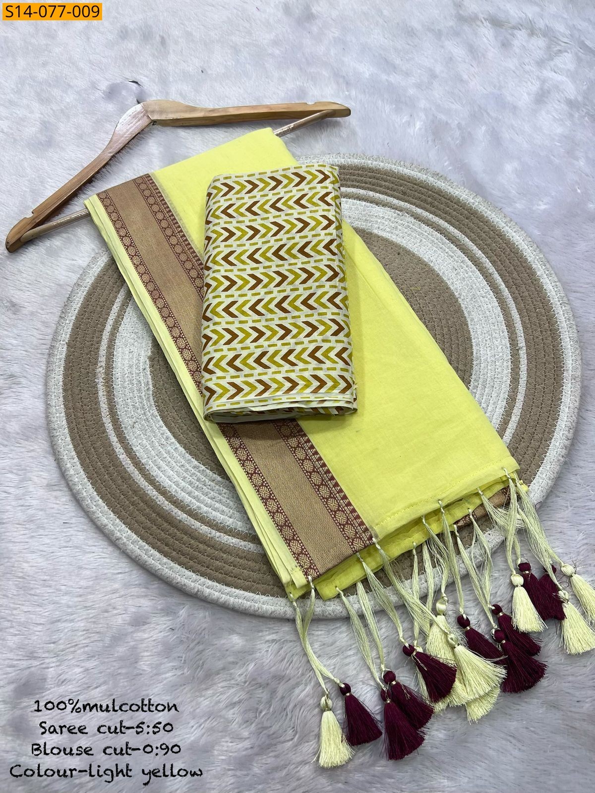 Light Yellow Fancy Mul Cotton Saree