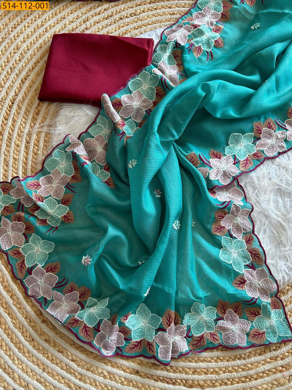 Sky Blue Fancy Soft Kota doriya Sarees