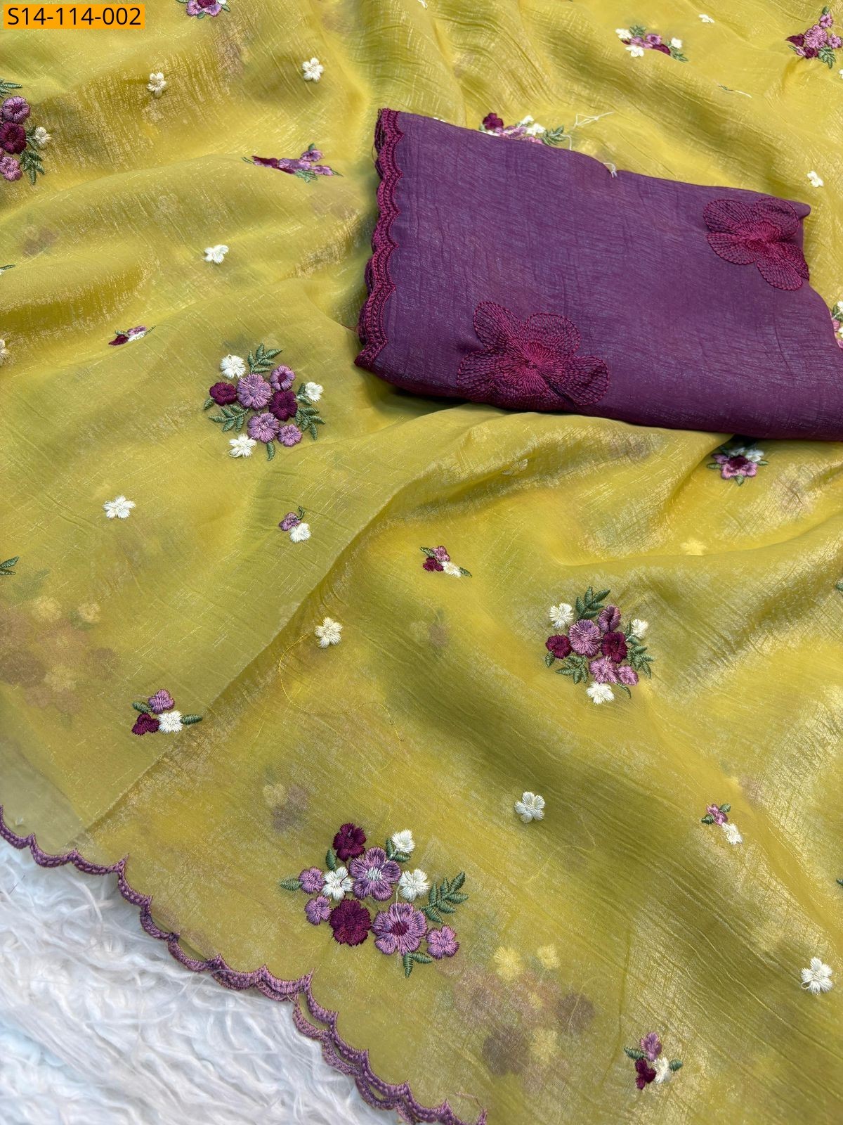 White Fancy Crunchy Silk Sarees