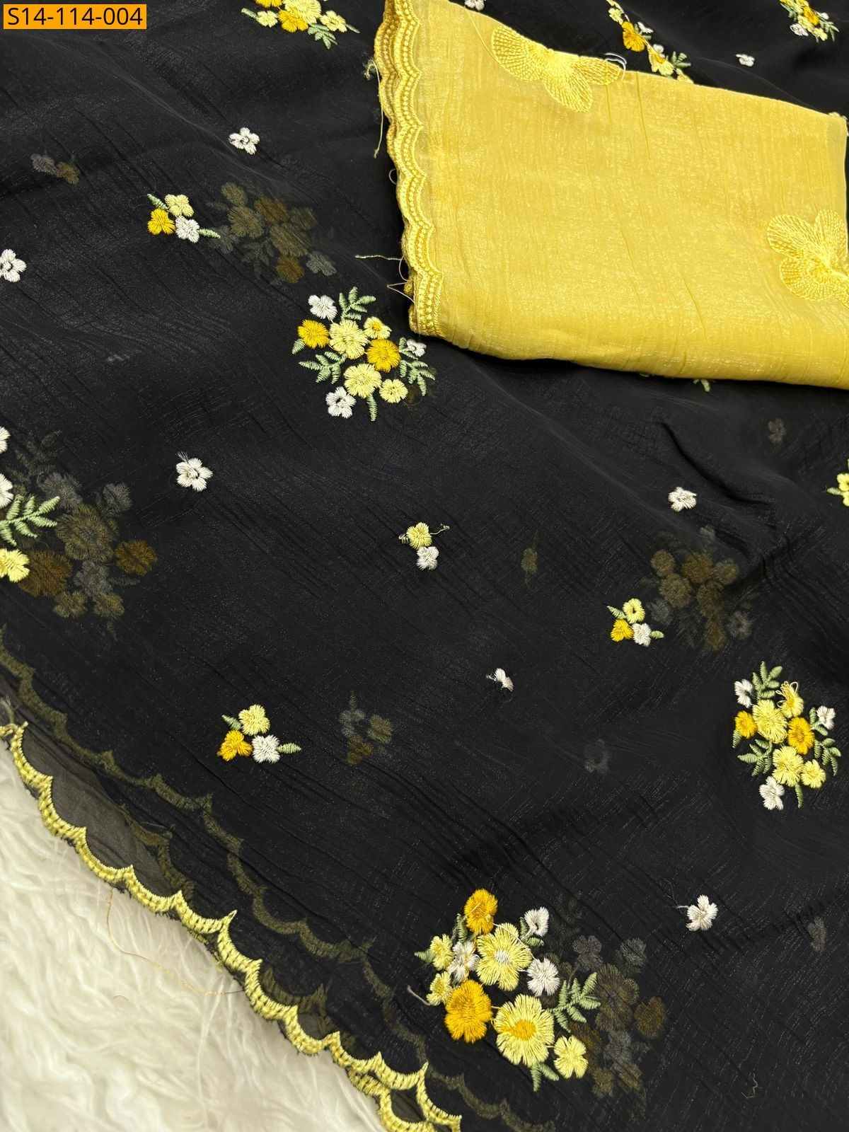 Black Fancy Crunchy Silk Sarees