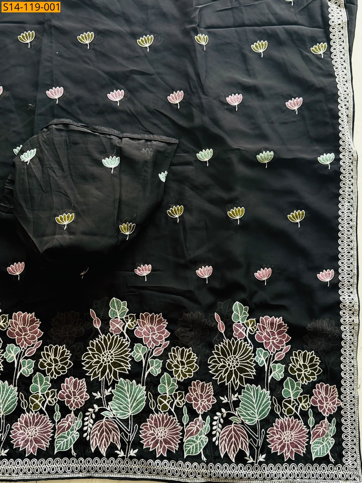 Black Fancy Soft Tebby Organza Saree