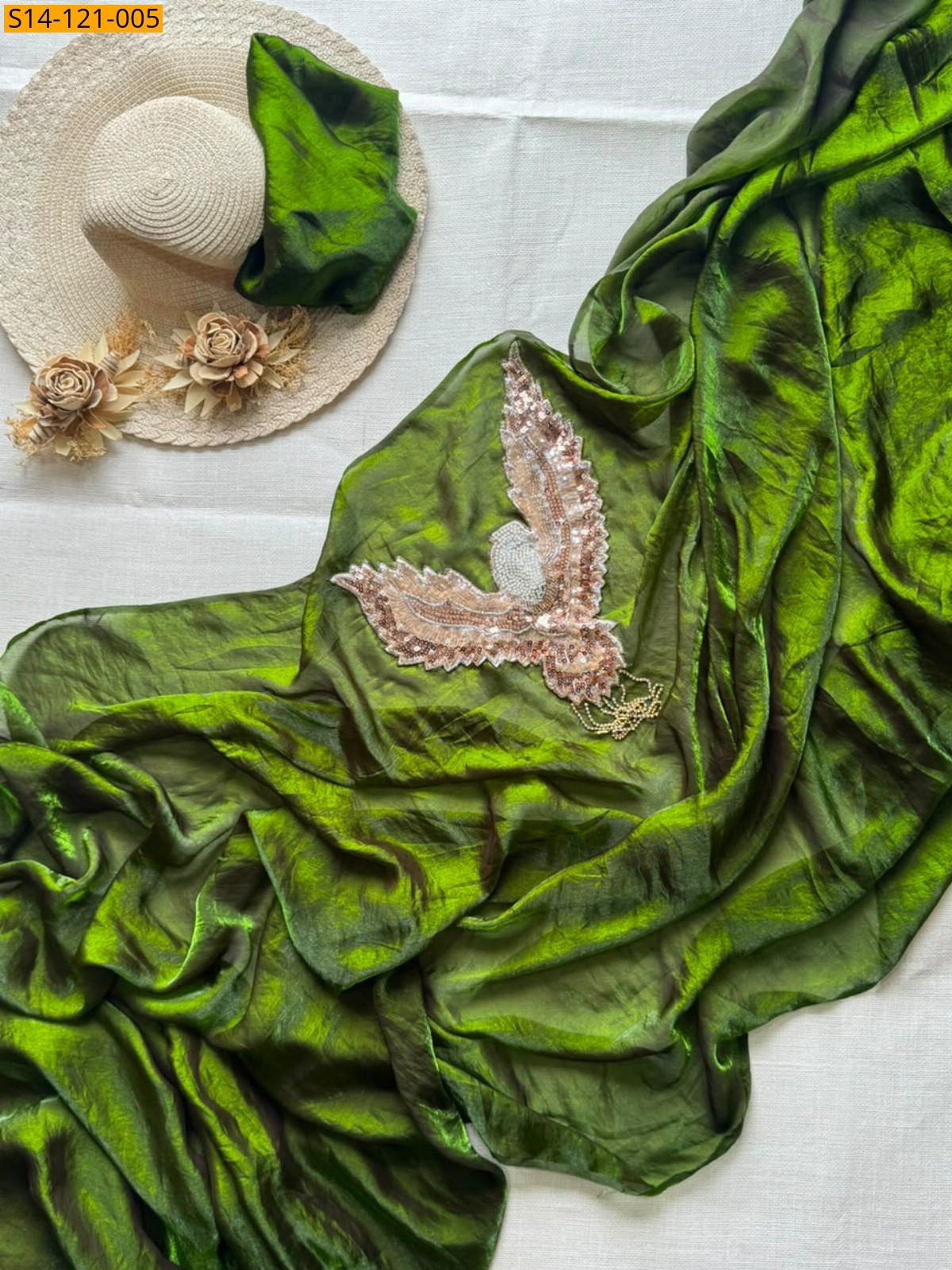 Green Fancy Soft Space Silk Designer Saree