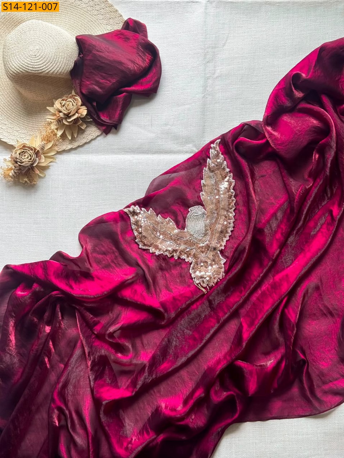 Burgundy Fancy Soft Space Silk Designer Saree