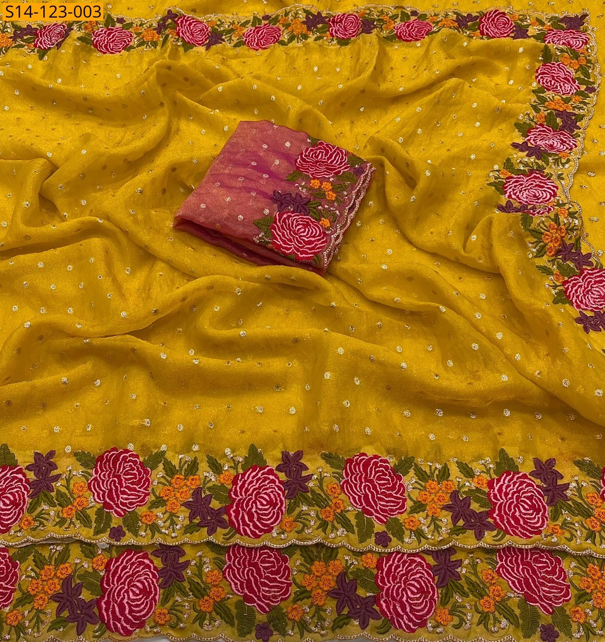 Yellow Fancy NC Moss Silk Saree