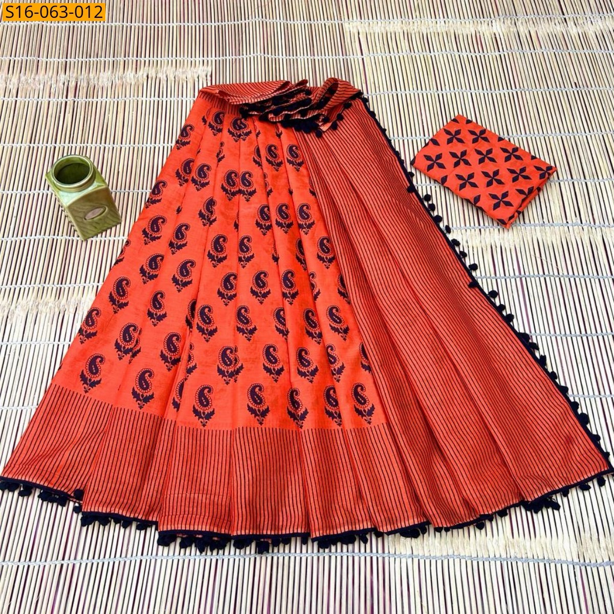 Red Fancy Mulmul cotton  sarees With Pompom