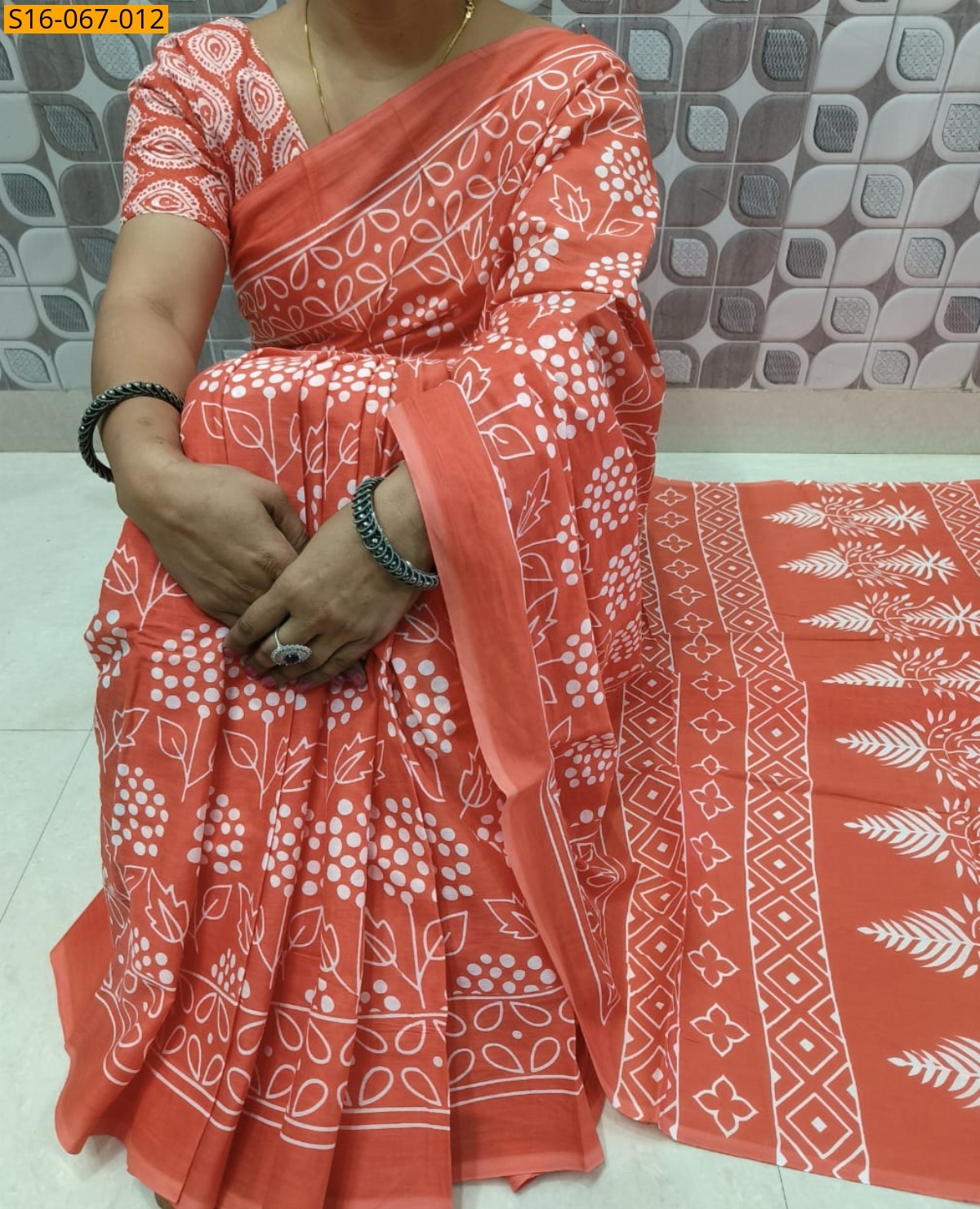 Peach Fancy Cotton Mul Mul Sarees