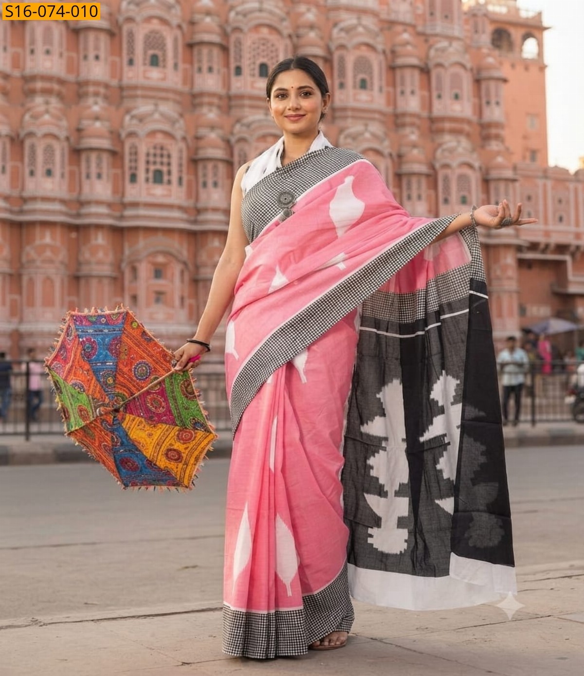 Orange Cotton mulmul Sarees