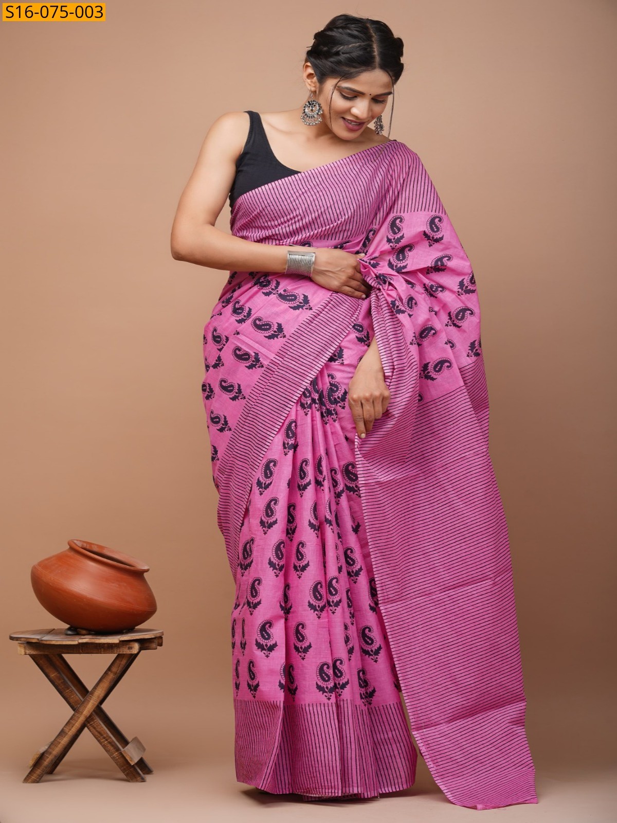 Pink Mulmul Cotton Sarees