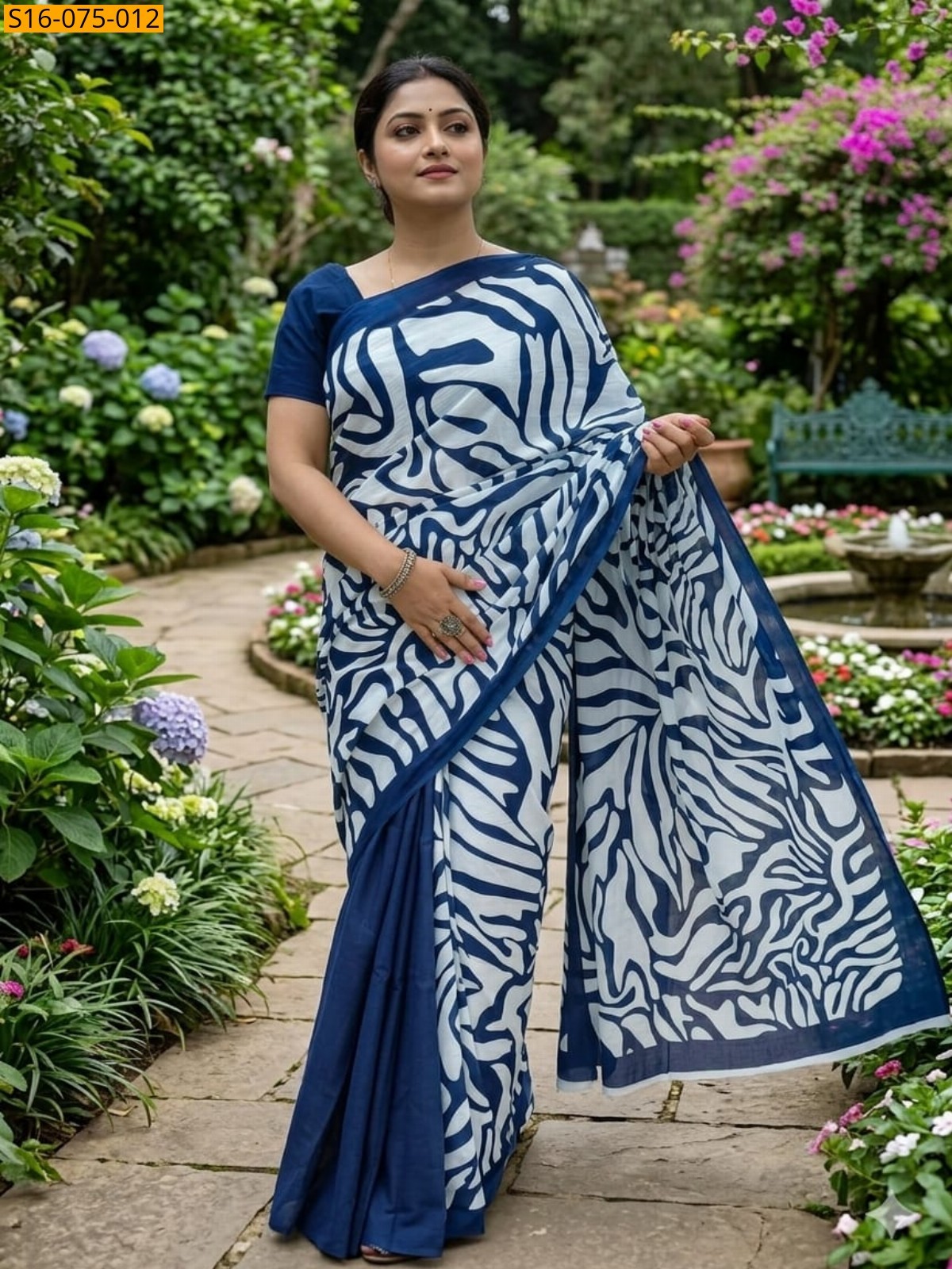 Blue Mulmul Cotton Sarees
