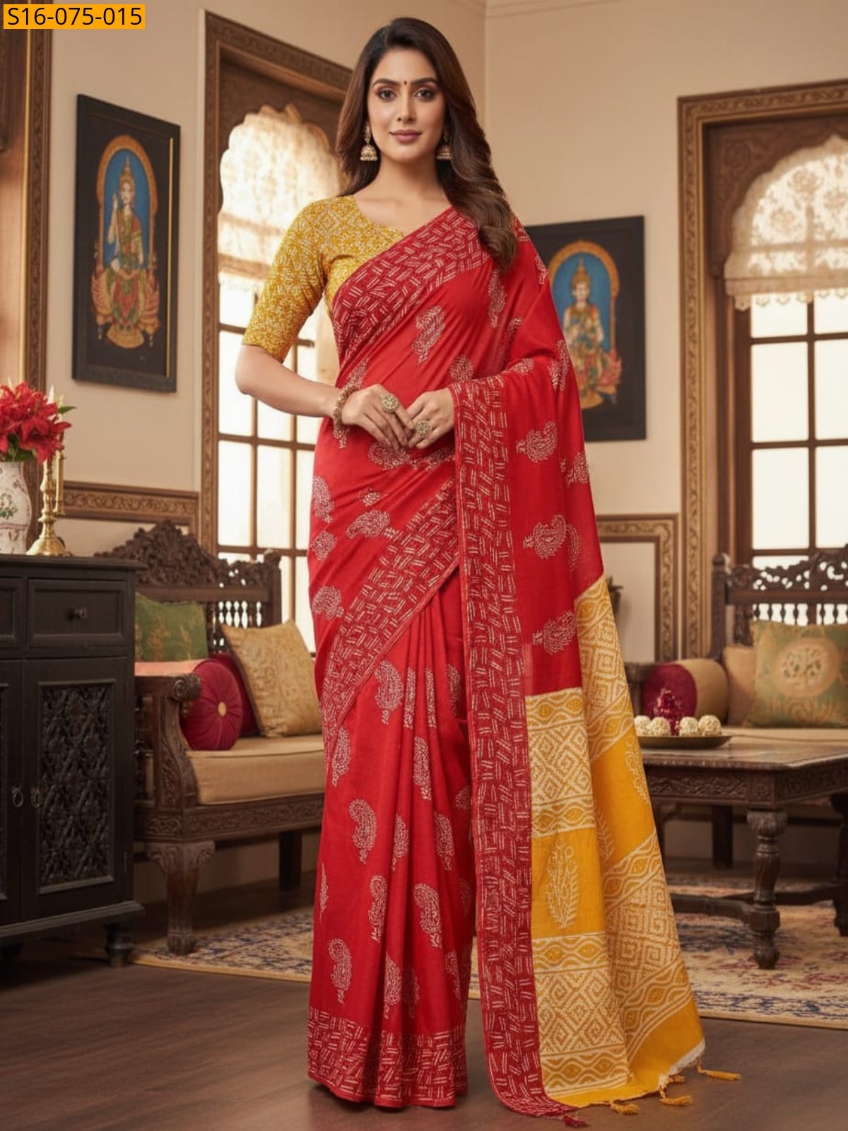 Red Mulmul Cotton Sarees