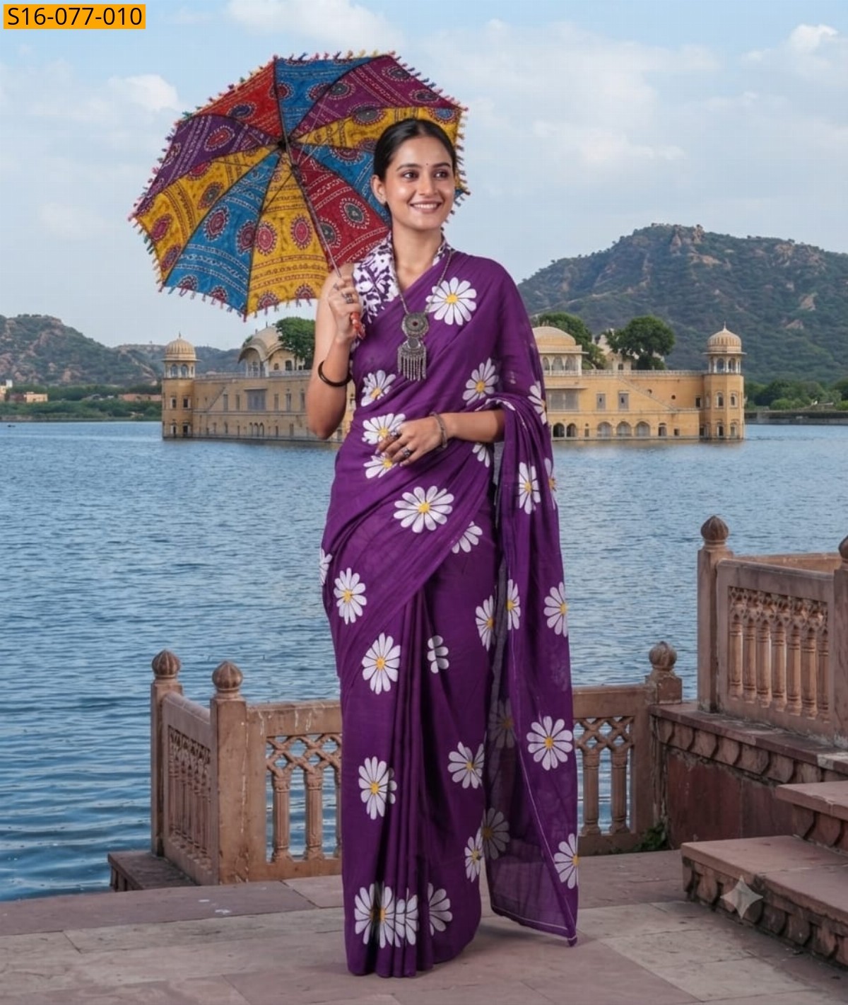 Purple Fancy Mulmul Cotton Sarees