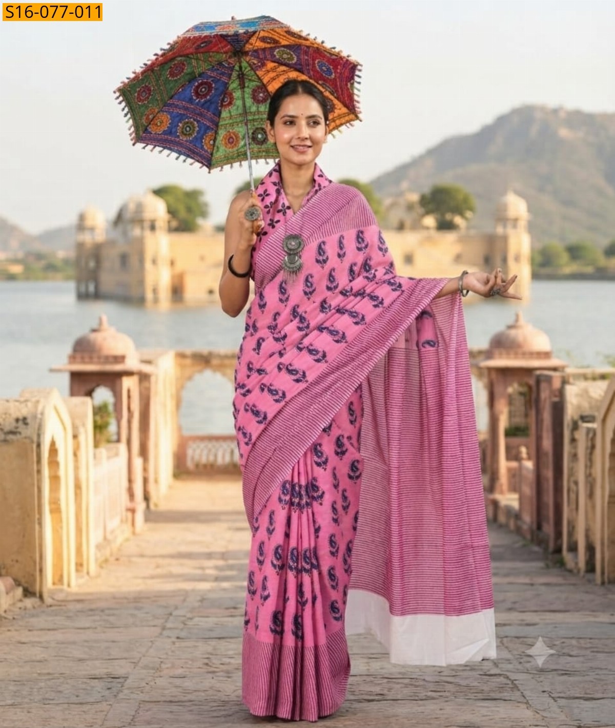 Baby Pink Fancy Mulmul Cotton Sarees