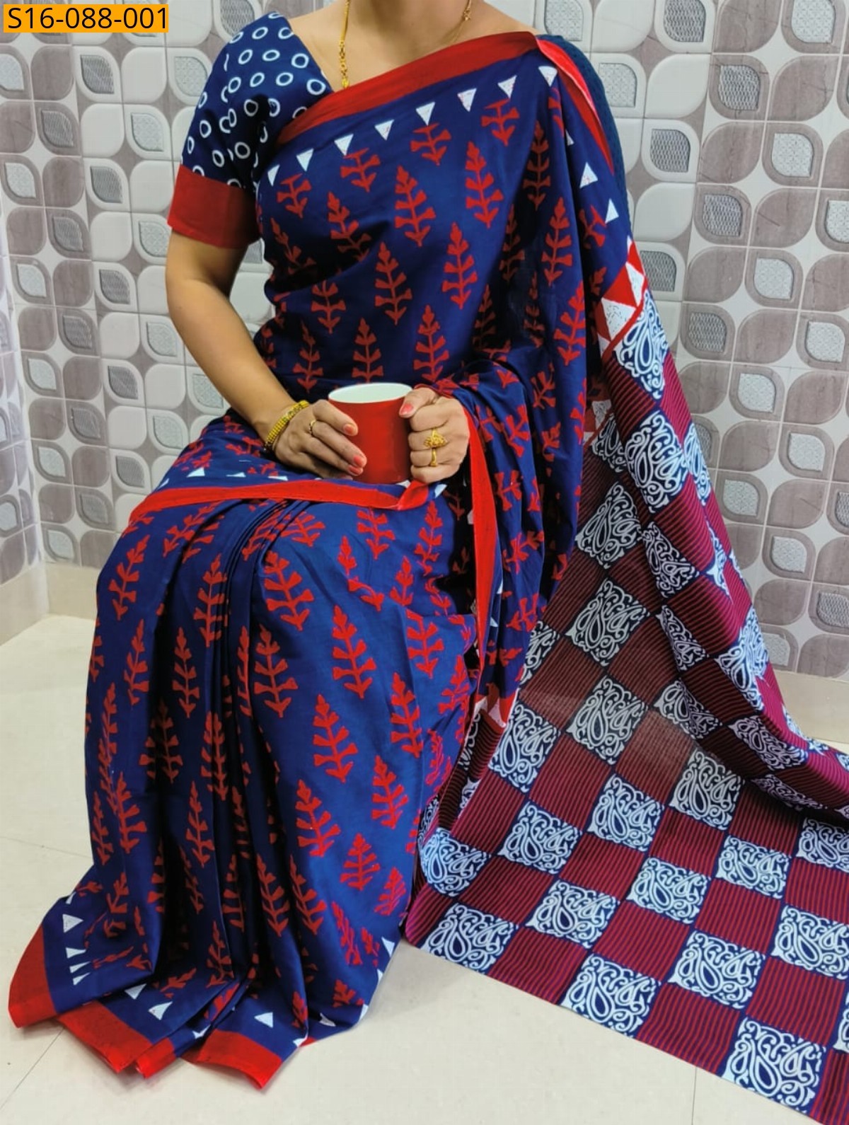 Navy Blue Mulmul cotton  sarees