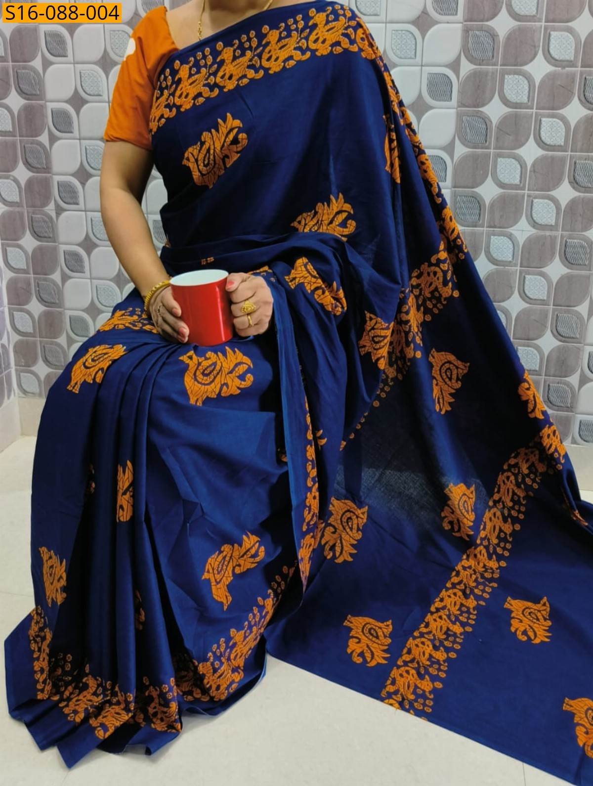 Navy Blue Mulmul cotton  sarees