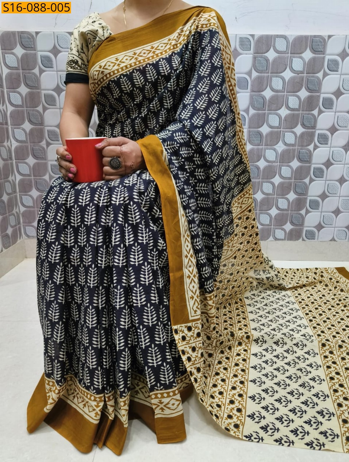 Black Mulmul cotton  sarees
