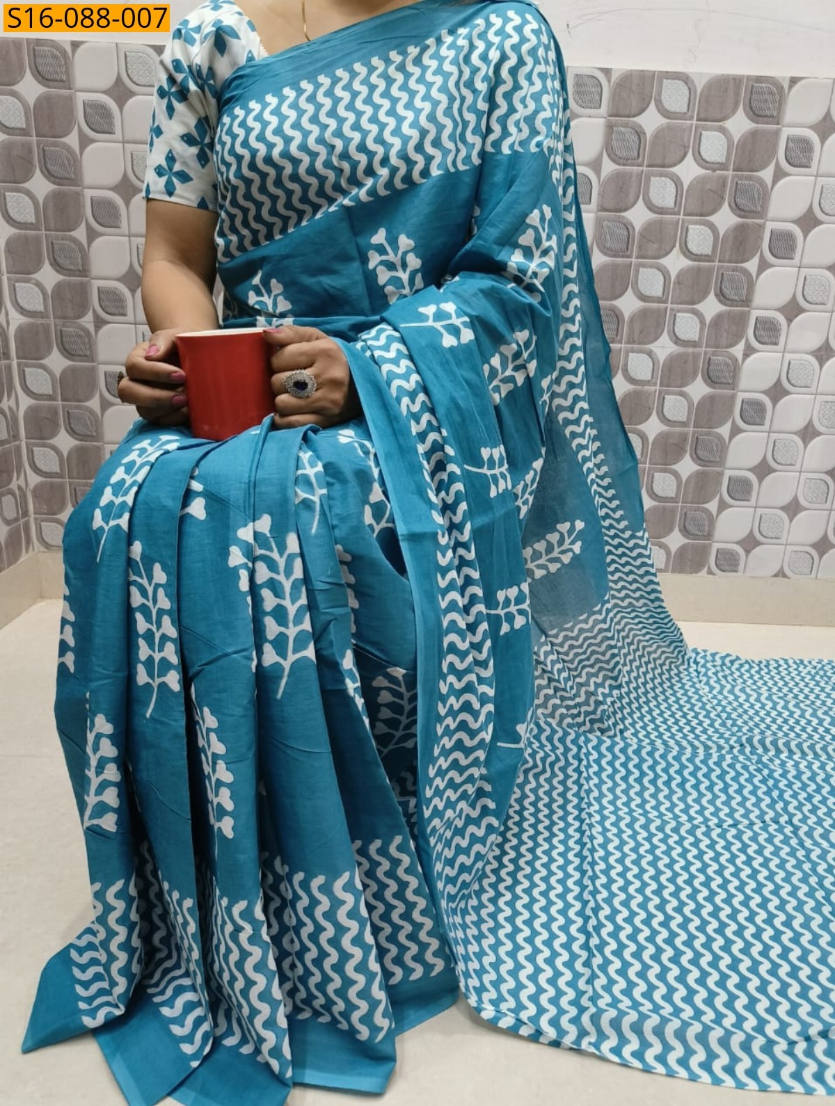 Blue Mulmul cotton  sarees