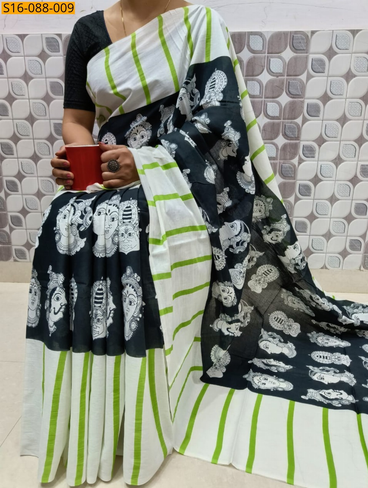 Black Mulmul cotton  sarees