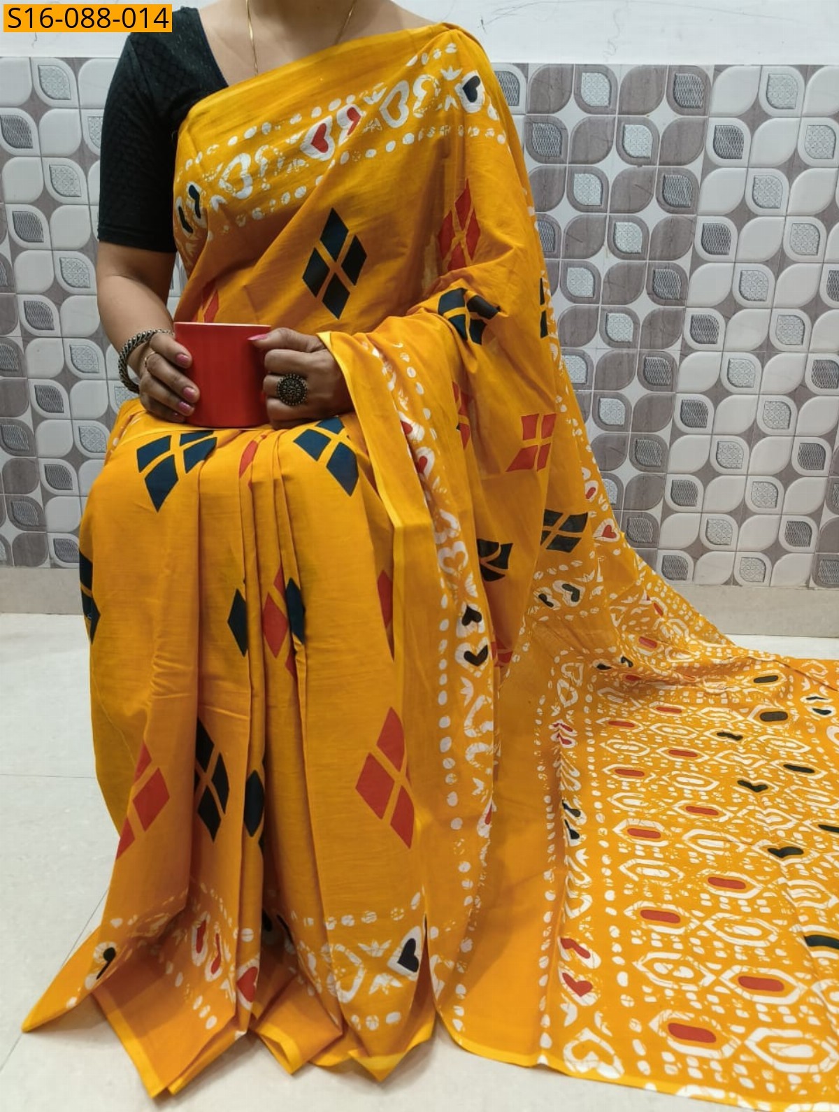 Mustard Mulmul cotton  sarees