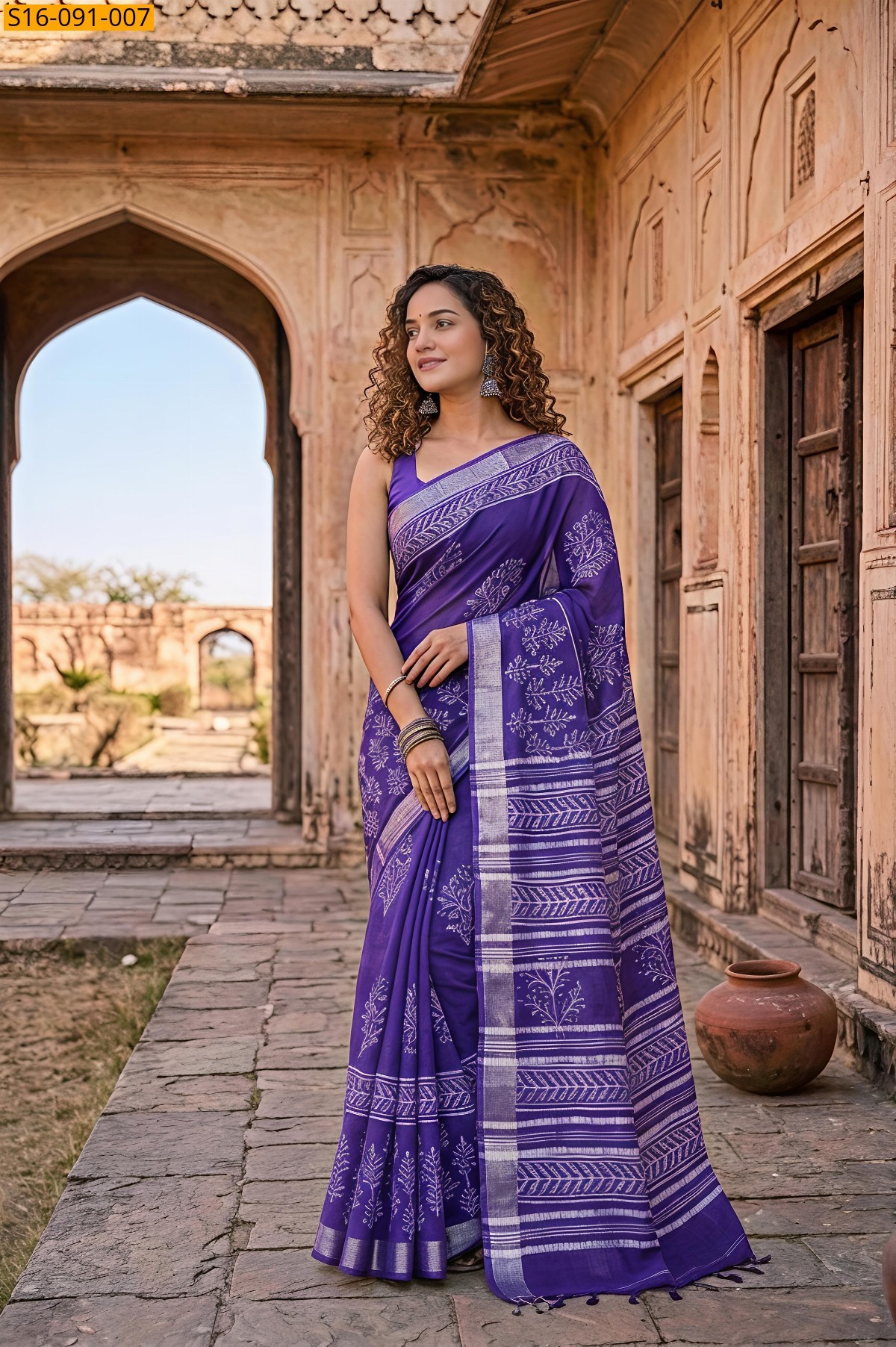 Violet Fancy Linen Cotton Sarees