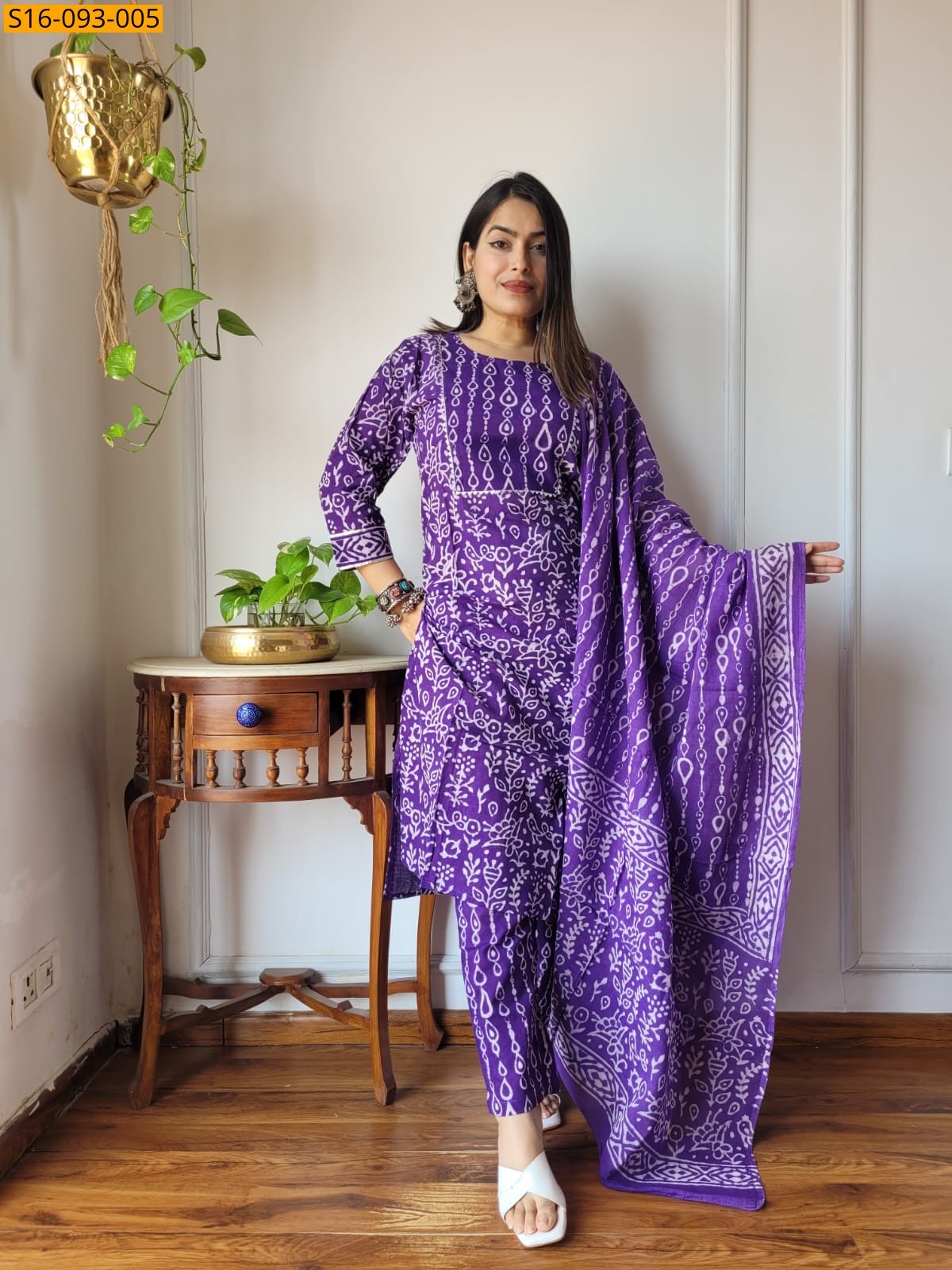 Violet Fancy Hand block Cotton Suits