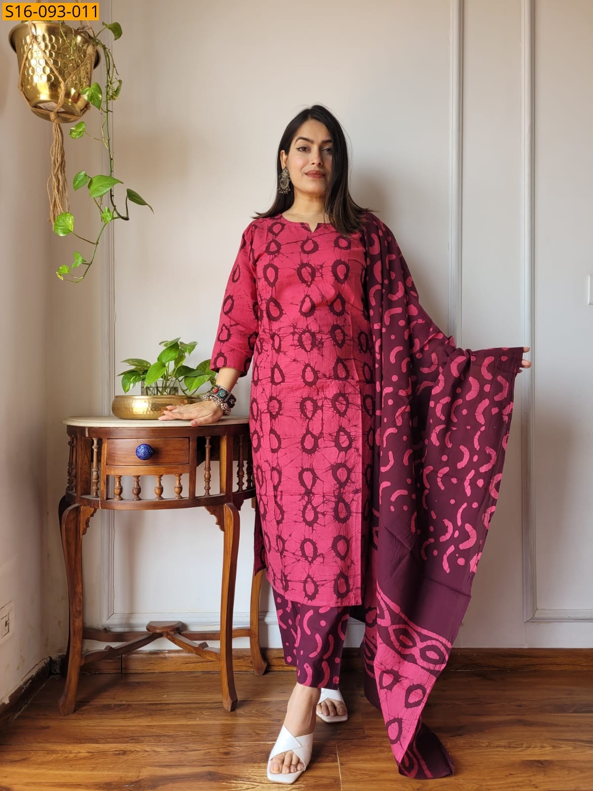 Pink Fancy Hand block Cotton Suits
