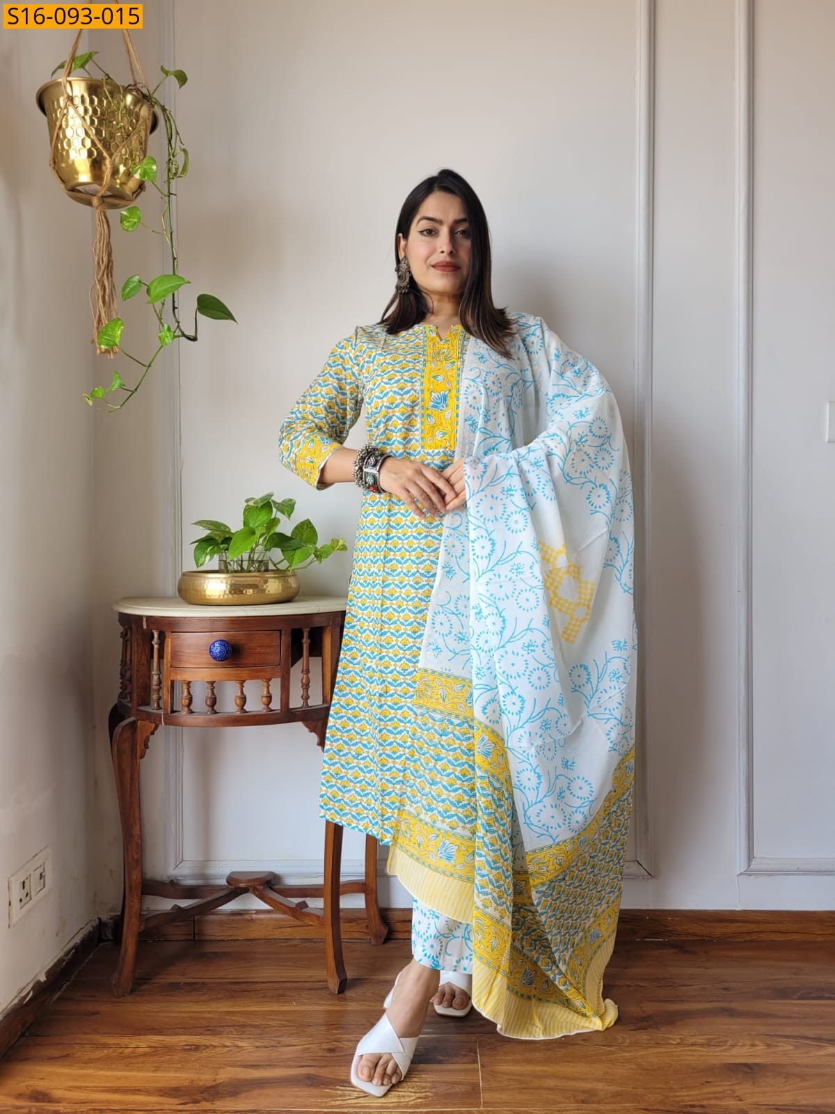 Yellow Fancy Hand block Cotton Suits
