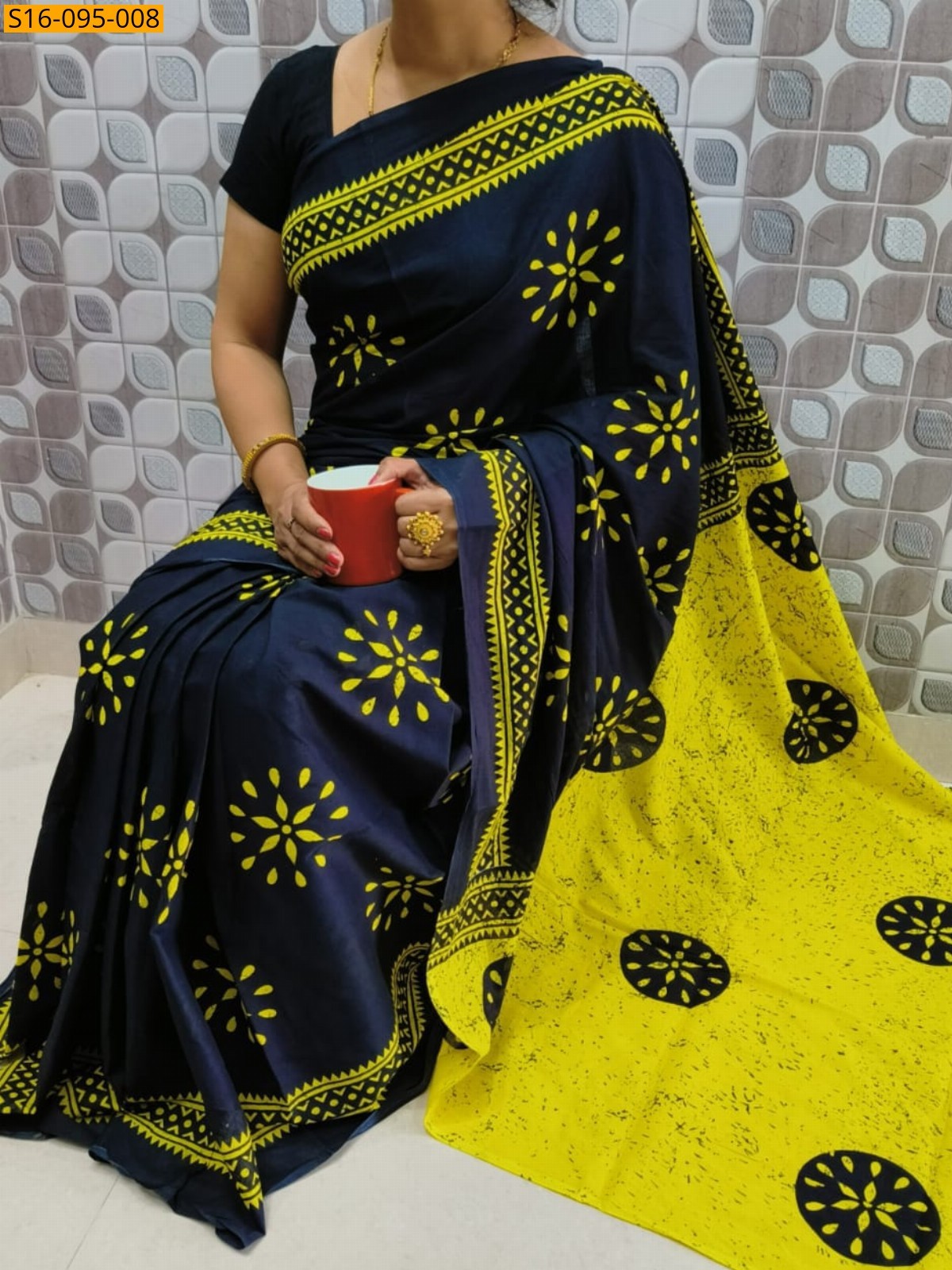 Navy blue Mulmul Cotton Sarees