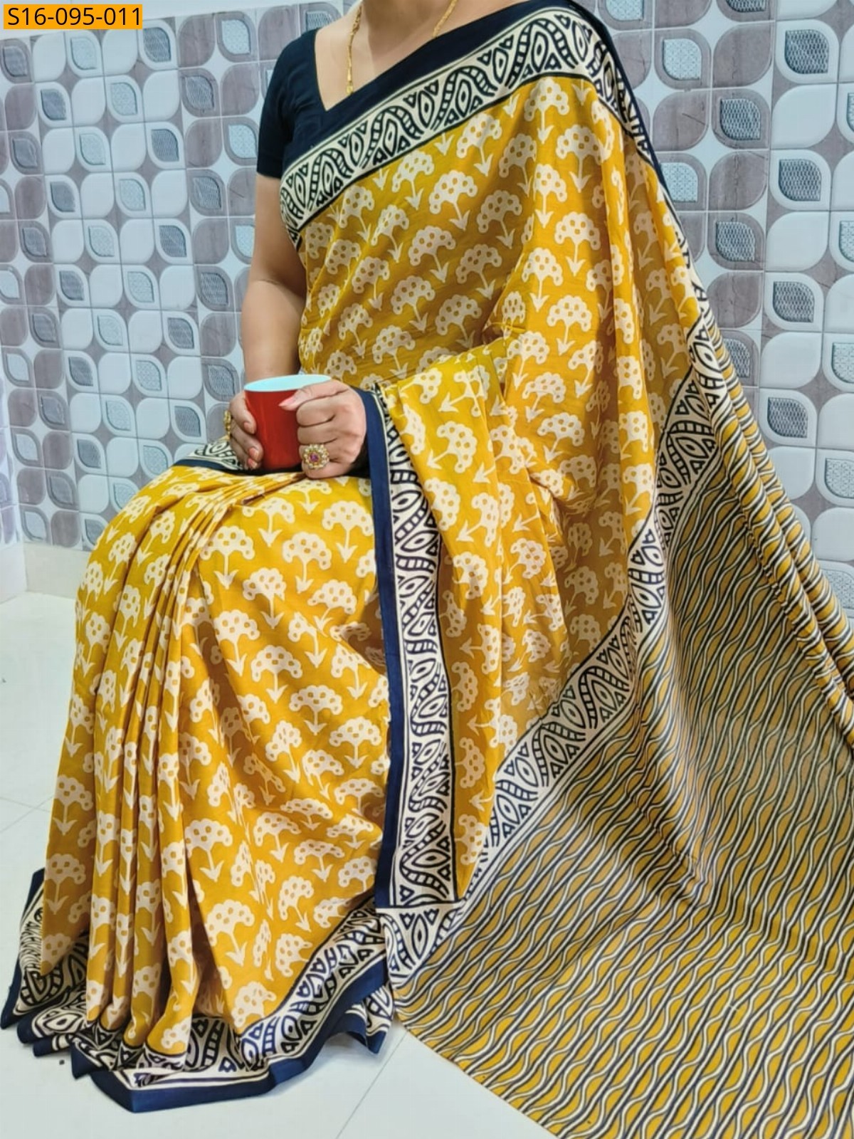 Light orange Mulmul Cotton Sarees