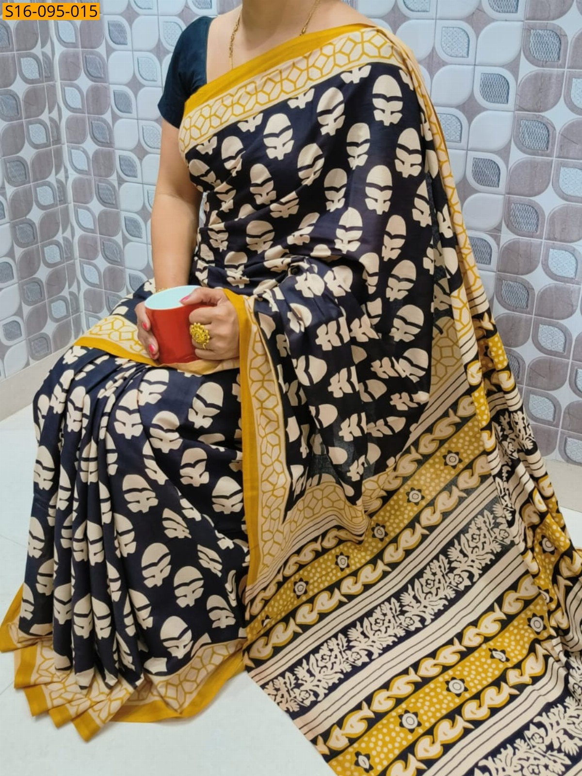 Black Mulmul Cotton Sarees