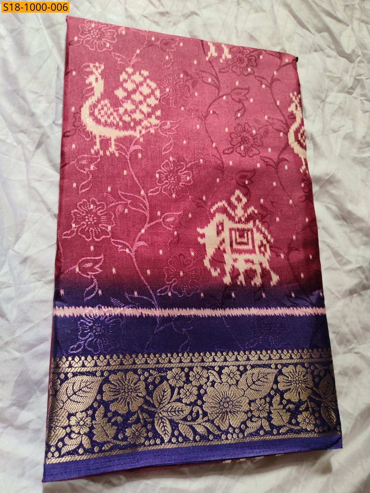 Deep Magenta Fancy Dola Silk Saree