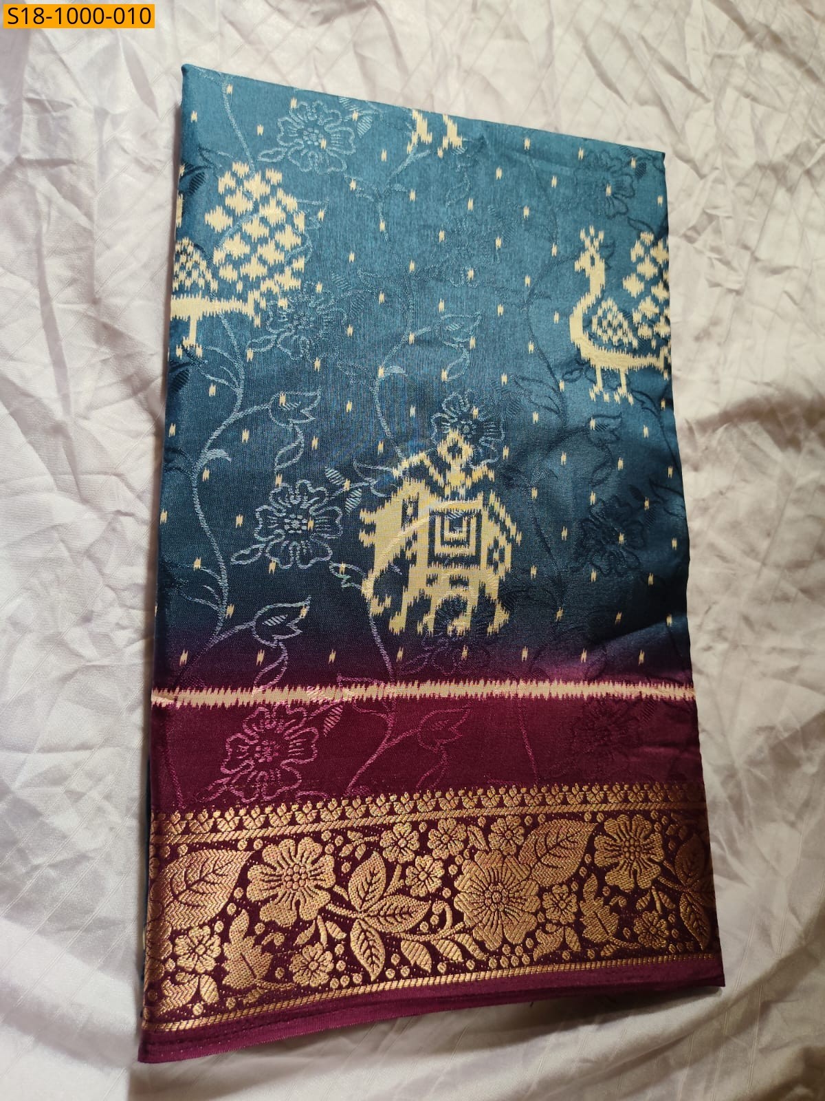 Blue Fancy Dola Silk Saree