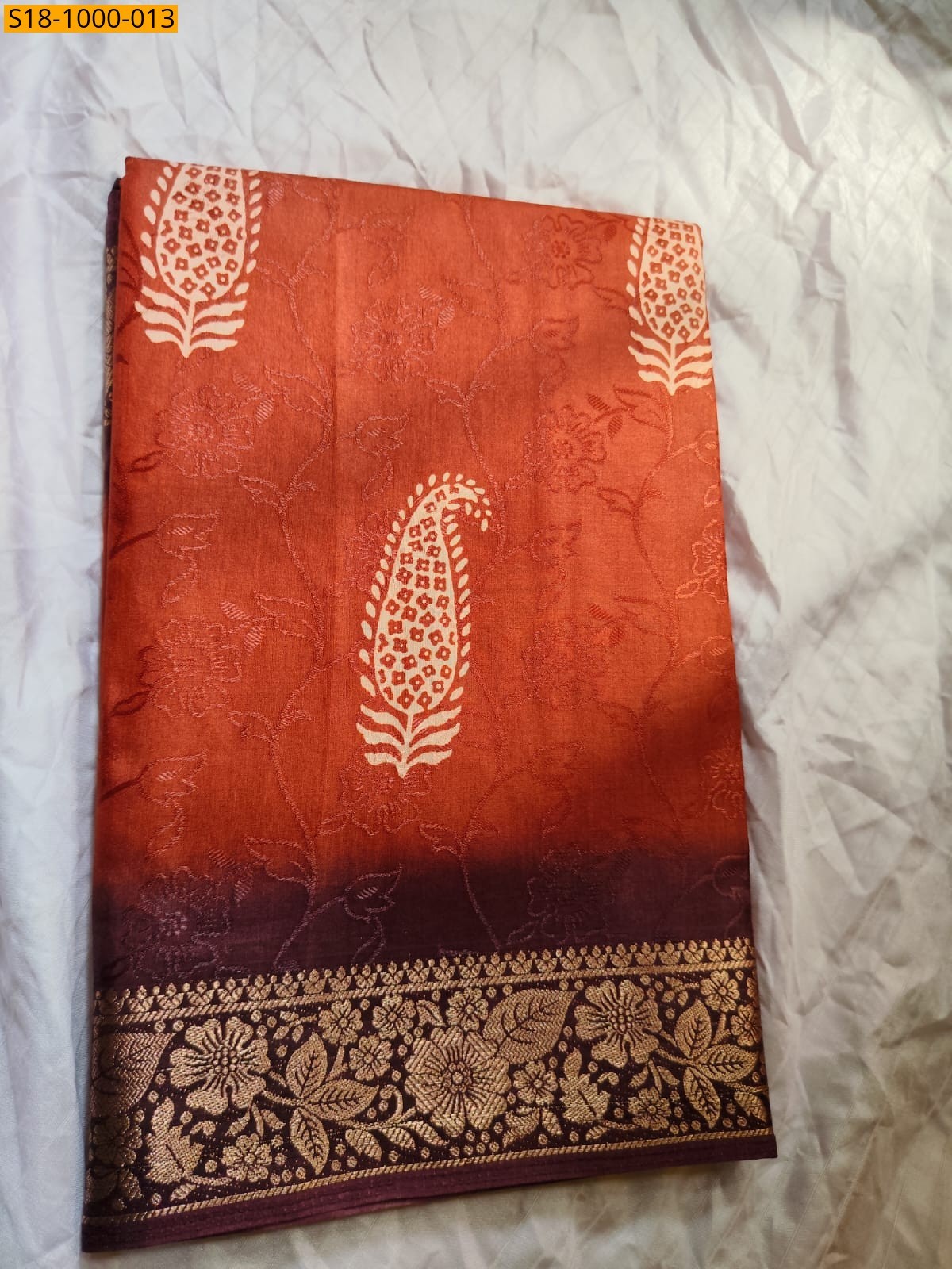 Orange Fancy Dola Silk Saree
