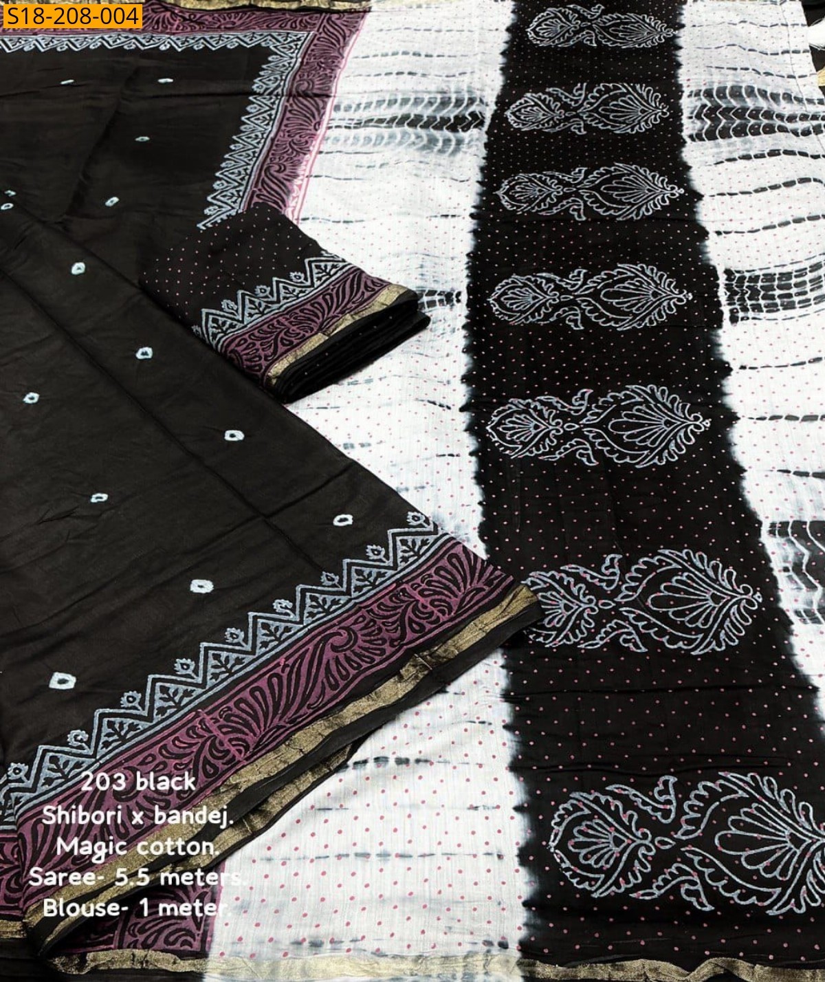 Black Fancy Chanderi Cotton Saree