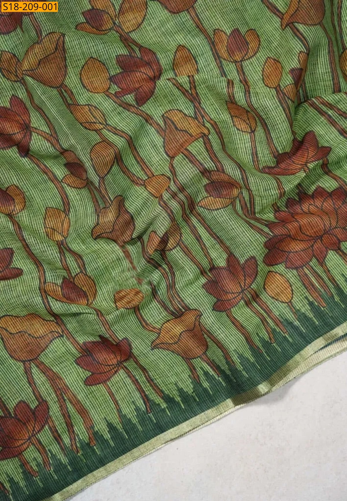 Green Fancy Soft Linen Silk Saree