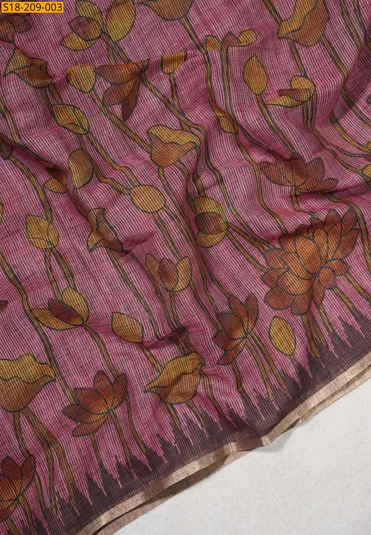 Onion Pink Fancy Soft Linen Silk Saree