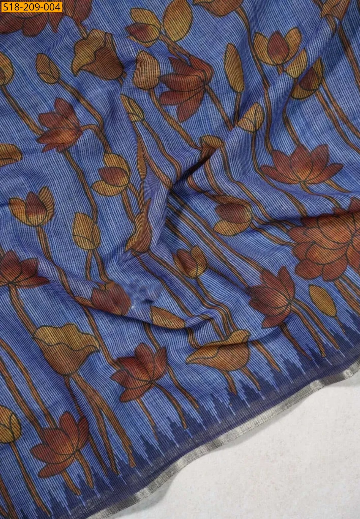 Blue Fancy Soft Linen Silk Saree