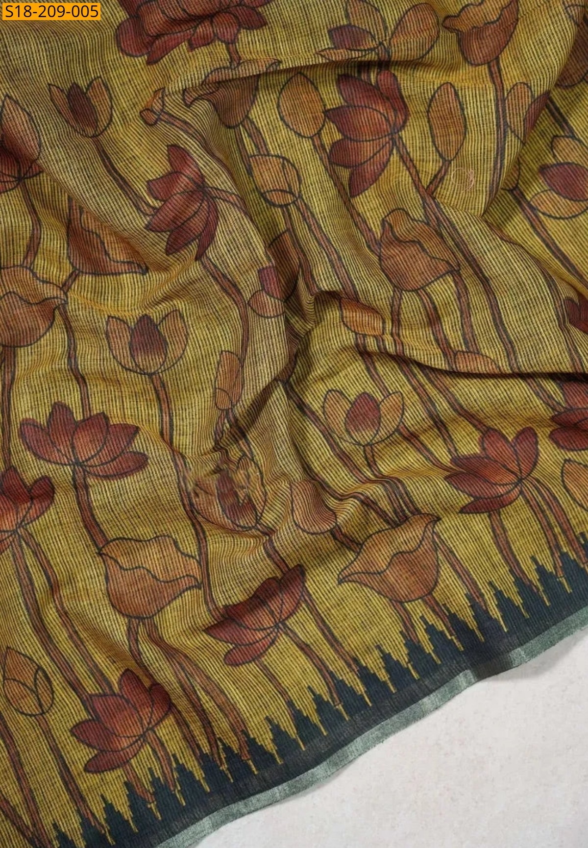 Mustard Yellow Fancy Soft Linen Silk Saree