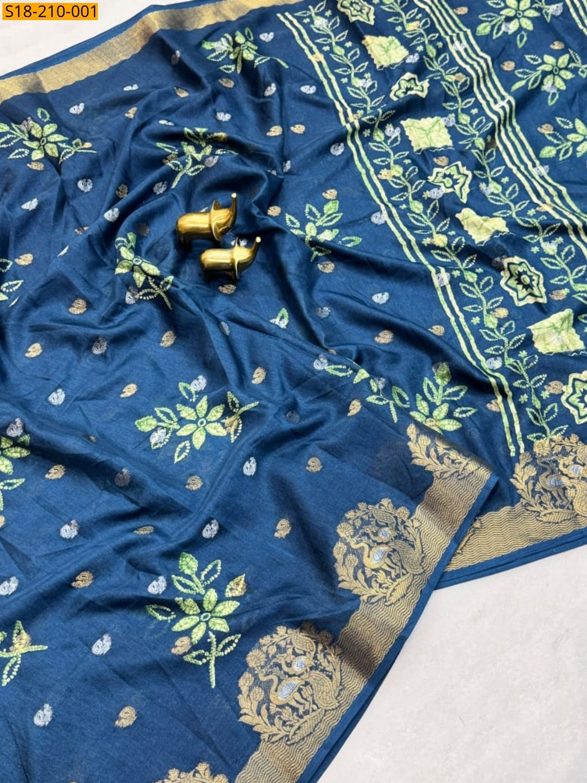 Blue Fancy Soft Dola Floral Printed Saree