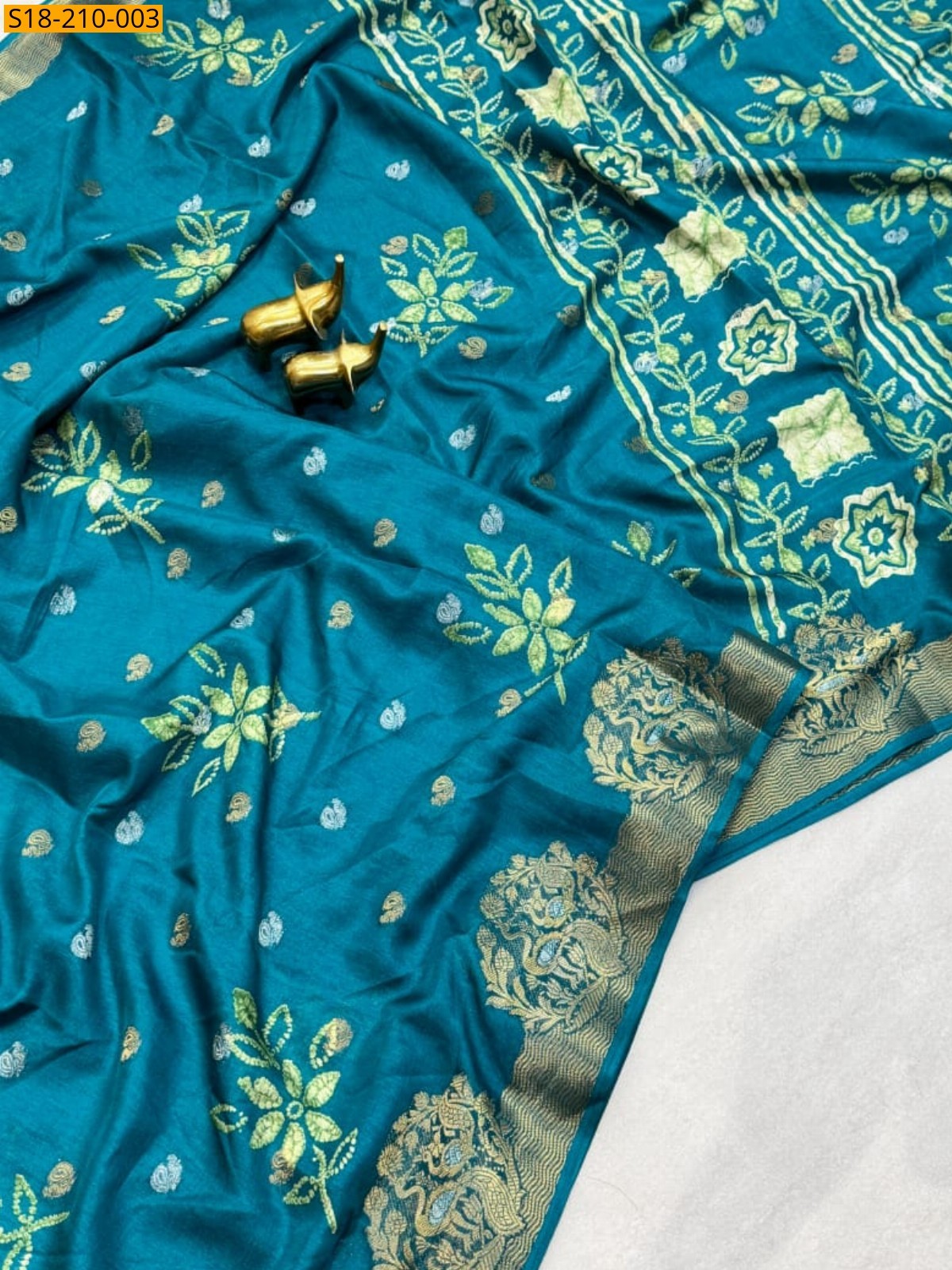 Blue Fancy Soft Dola Floral Printed Saree