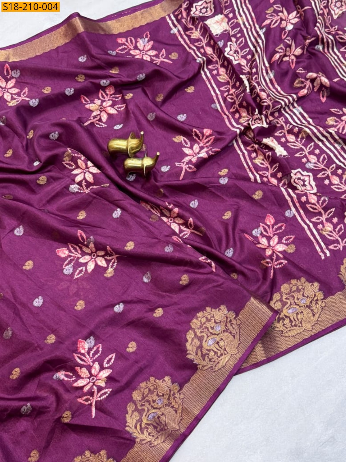 Wine Fancy Soft Dola Floral Printed Saree