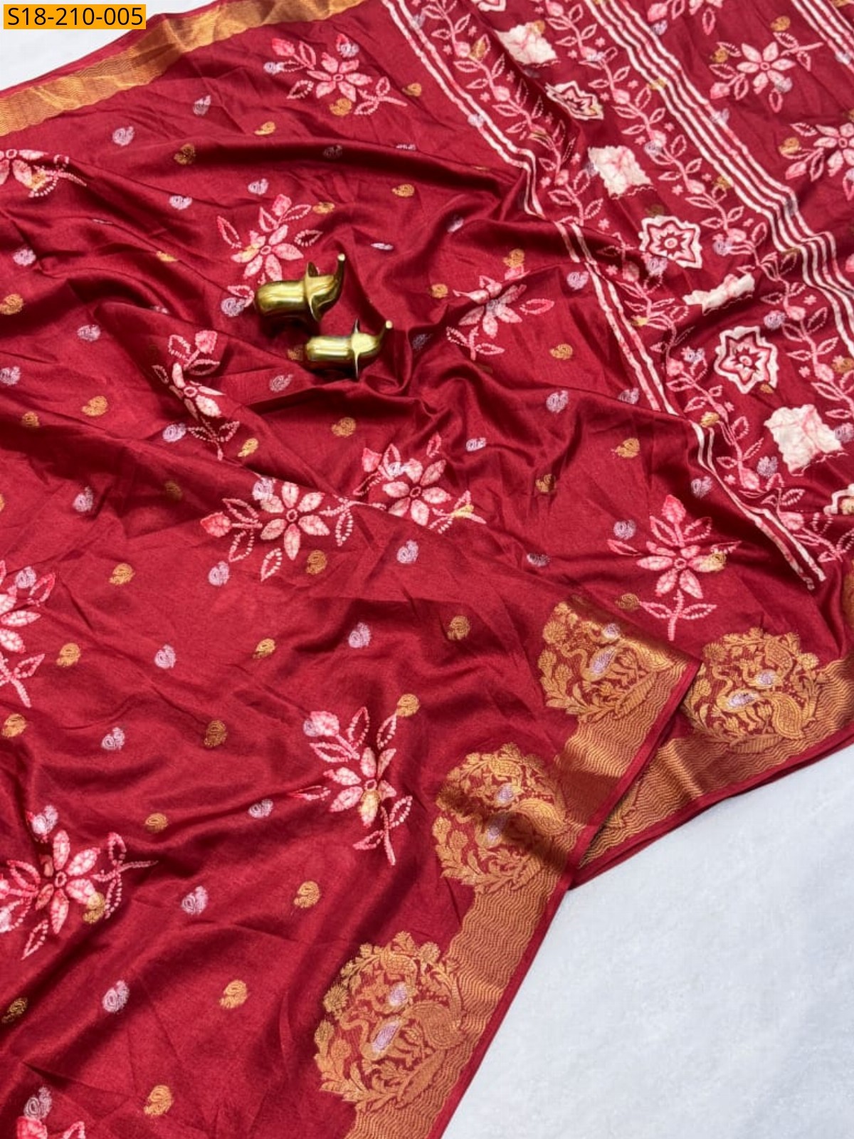 Red Fancy Soft Dola Floral Printed Saree