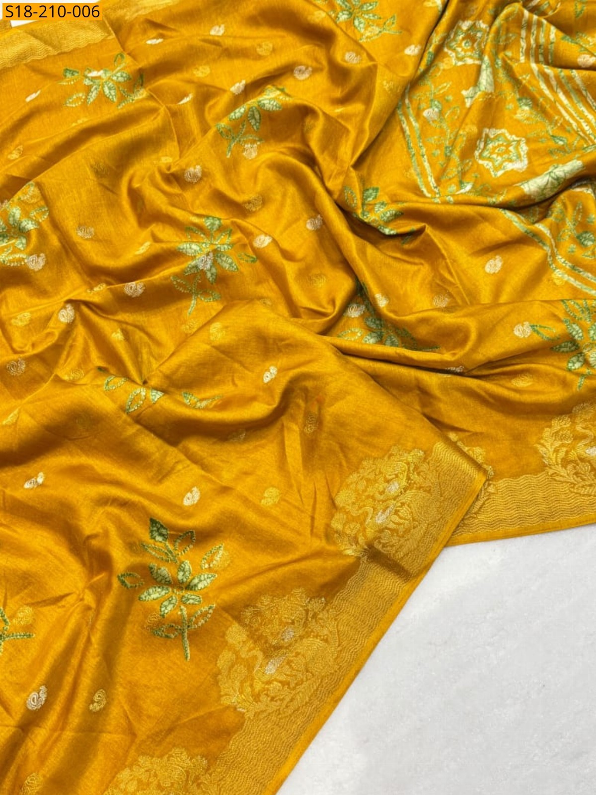 Yellow Fancy Soft Dola Floral Printed Saree