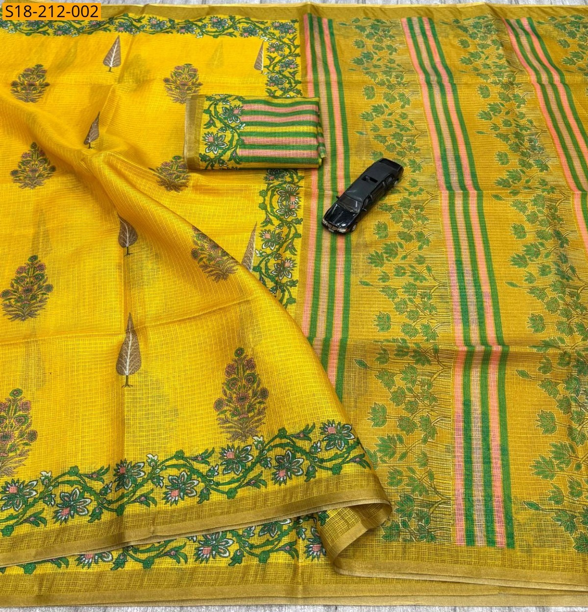 Yellow Fancy Kota Doriya Digital Print Saree