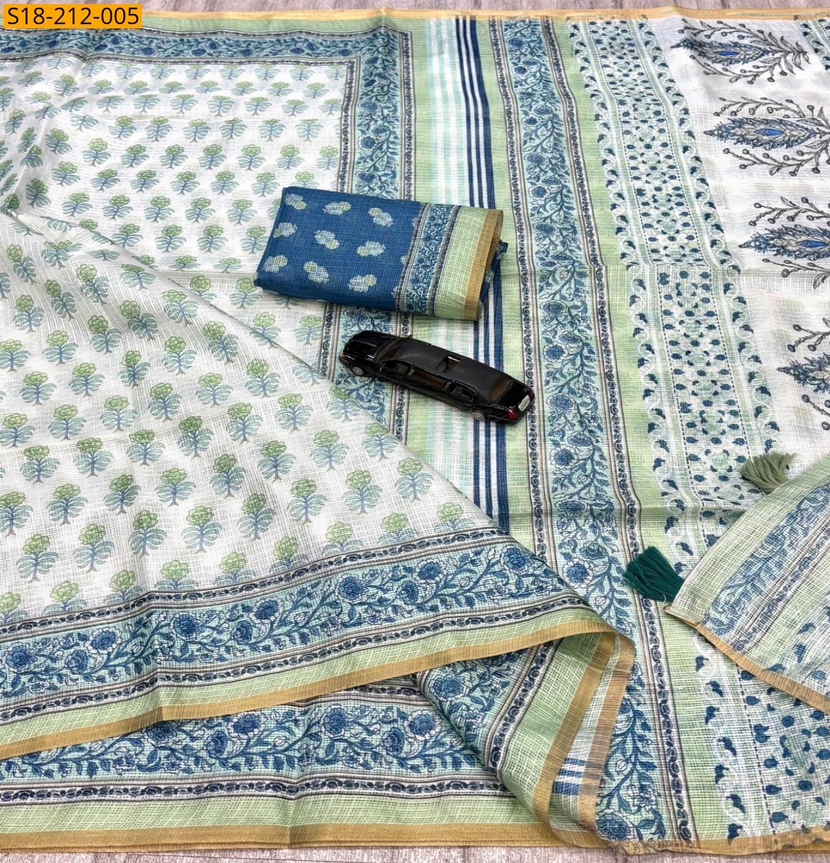 White Fancy Kota Doriya Digital Print Saree