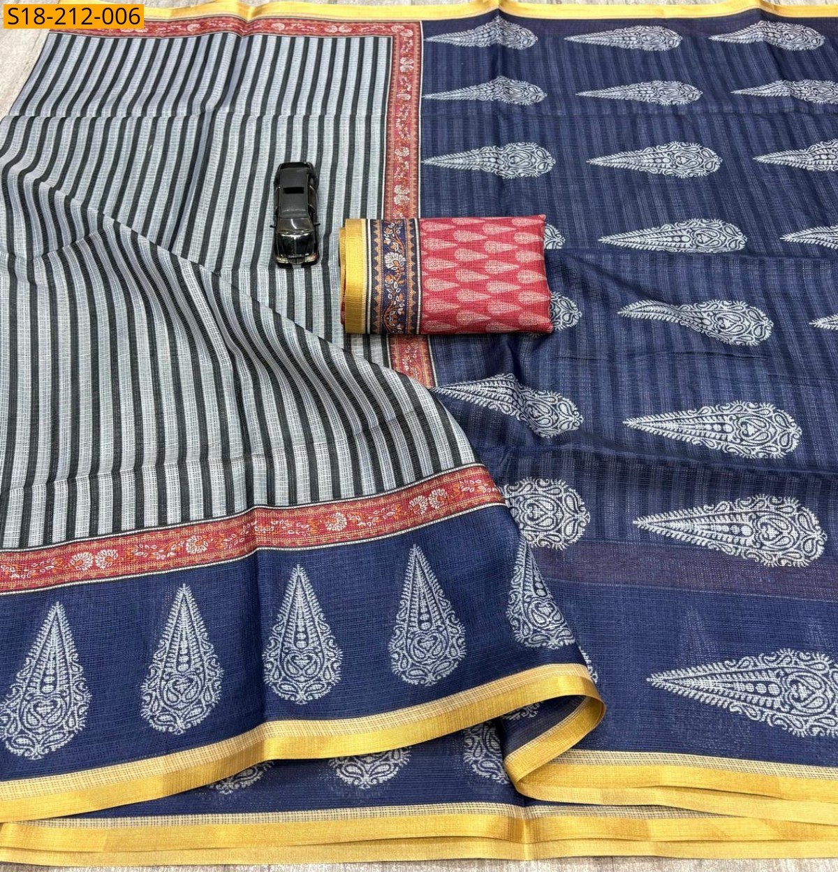 Gray Fancy Kota Doriya Digital Print Saree