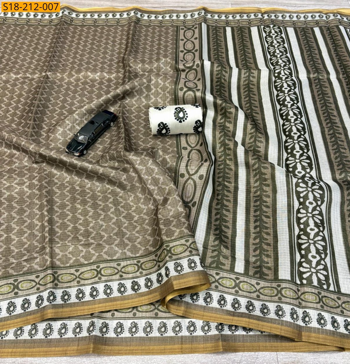 Grey Fancy Kota Doriya Digital Print Saree