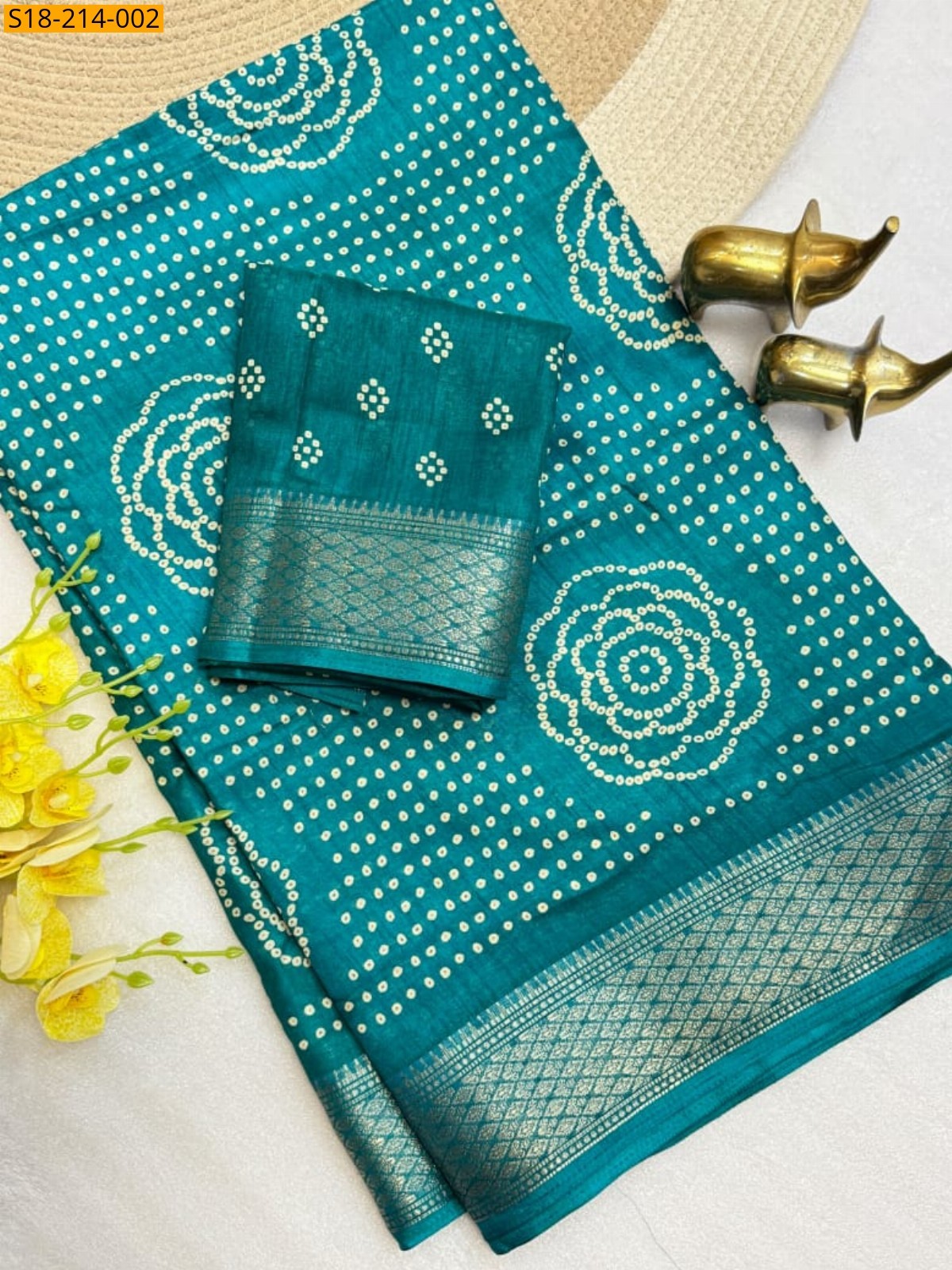 Peacock Blue Fancy Dola Silk Saree